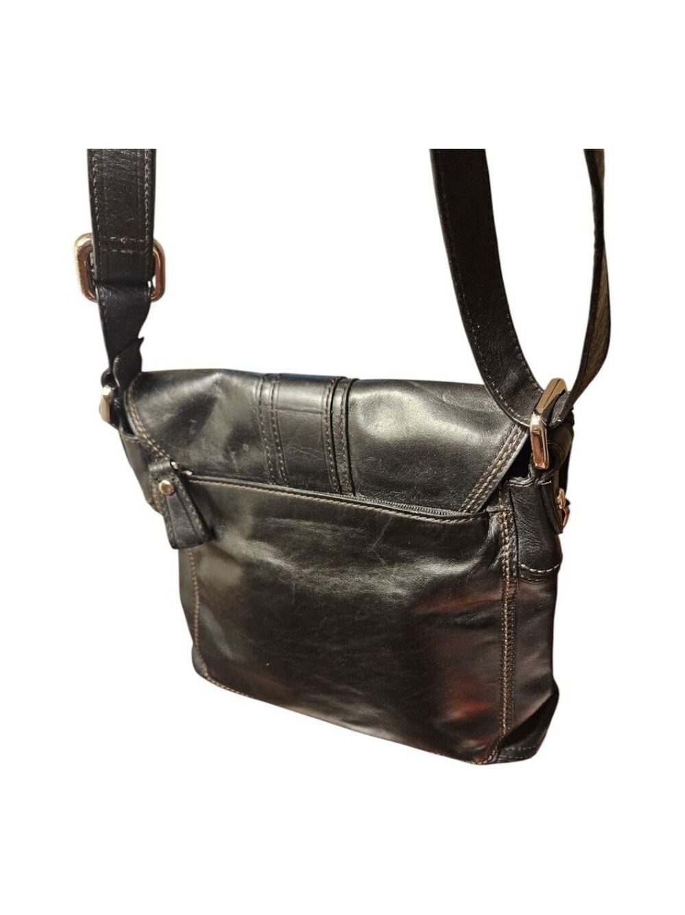 Women's Vintage Fossil Leather Crossbody Bag Black - Picture 16 of 16